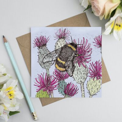 Bumblebee and Thistles Greeting Card