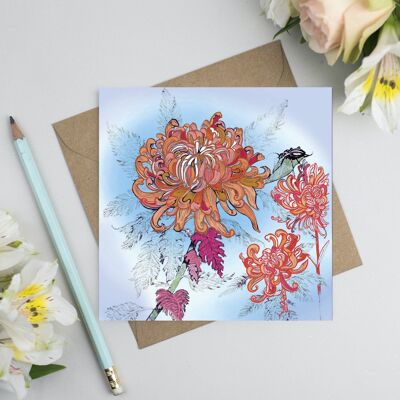 Chrysanthème et scarabée Carte de vœux