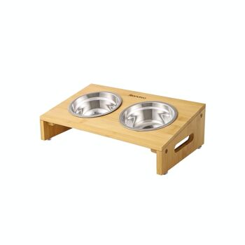 Gamelle pour chien avec cadre en bambou 2 bols pour PRB01N 1