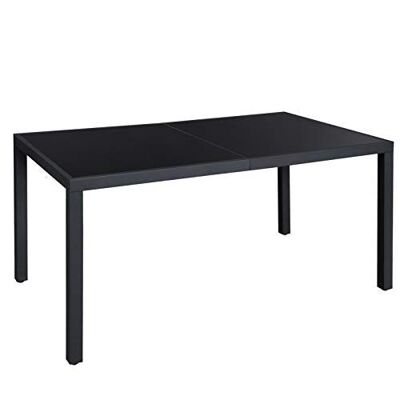 Large garden table with black glass