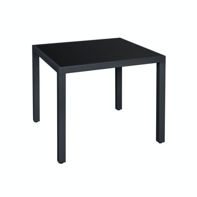 Terrace table with black glass top