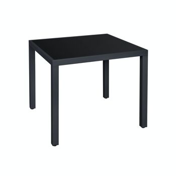 Table de terrasse avec plateau en verre noir 1
