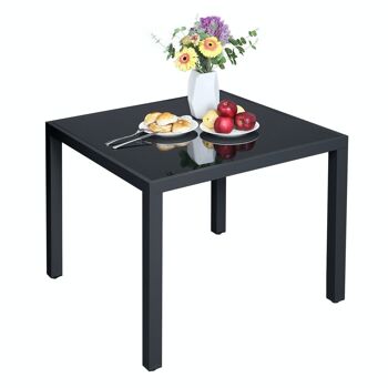 Table de terrasse avec plateau en verre noir 5