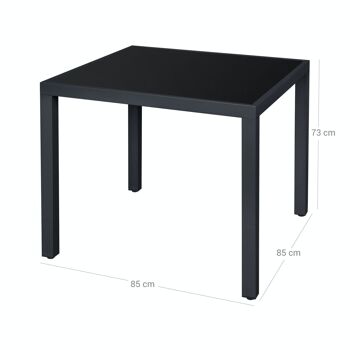 Table de terrasse avec plateau en verre noir 8