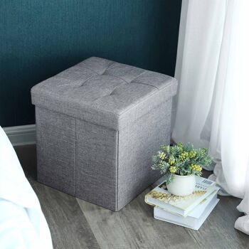 Pouf avec espace de rangement Gris foncé 4