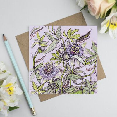 Passionflower and Caterpillar Greeting Card