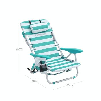 Chaise de plage avec appui-tête amovible 8
