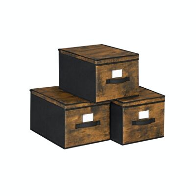 Folding boxes in vintage brown and black