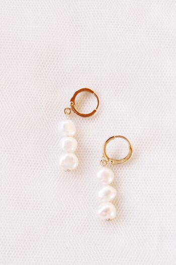 Boucles d'oreilles mariage triple perles