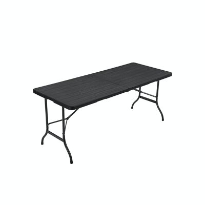 Grote zwarte houtlook tuintafel 180 x 75 x 74 cm (L x B x H)