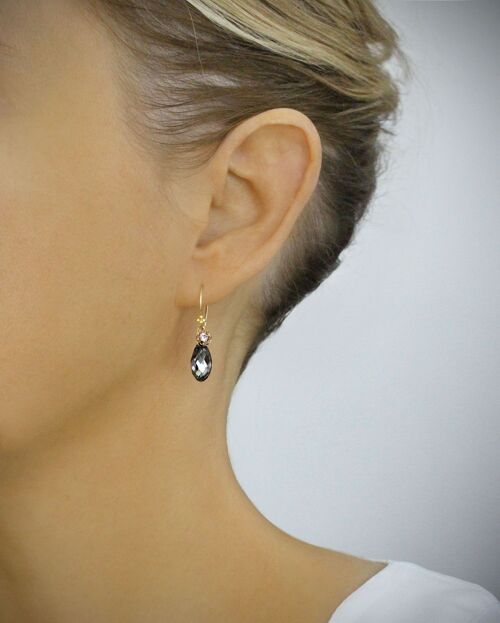 Gold earrings with Black Diamond drops