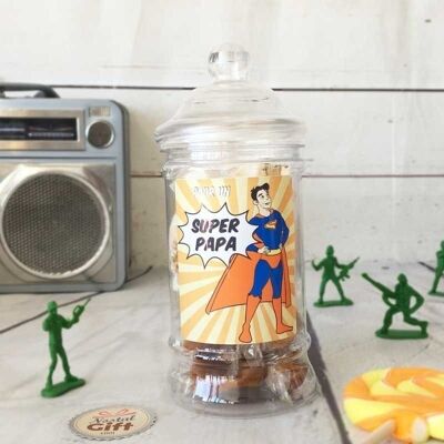 Caja de caramelos para papá - 10x Turrones - 10xCaramelo - "Papá Superhéroe"