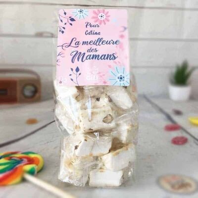 Sacchetto di caramelle personalizzato - 15 torroni morbidi - "Per il meglio delle mamme"