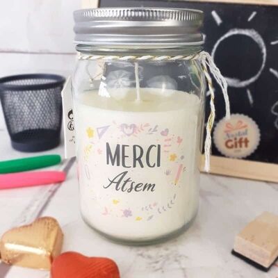 Vela en tarro - "Thank you Atsem" - Colección floral