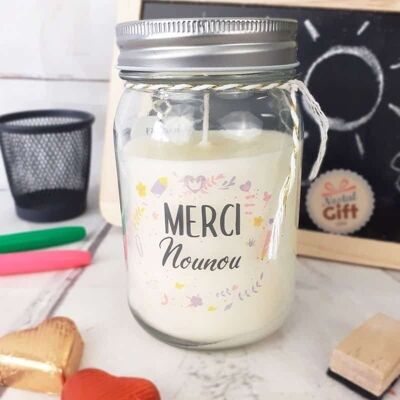 Bougie Jar - "Merci Nounou" - Collection florale