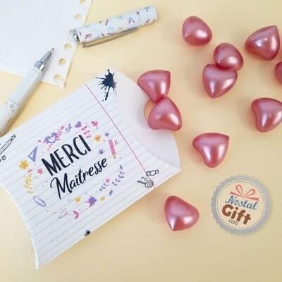 Boîte "Merci Maîtresse" - Perle de bain senteur rose x 12 - Collection florale
