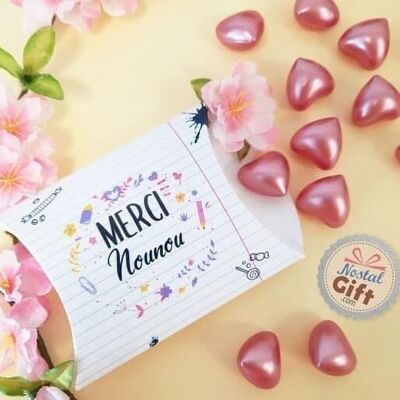 Caja "Merci Nounou" - Perlas de baño rosa perfumadas x 12 - Colección Floral