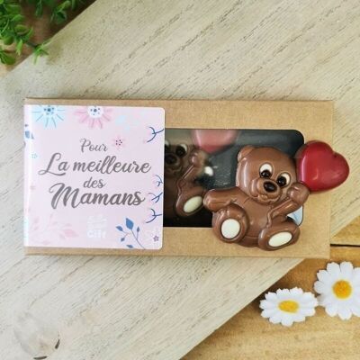 Ourson "Pour la meilleure des mamans" au chocolat au lait x 3