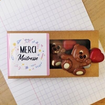 Ourson "Merci Maîtresse" au chocolat au lait x 3