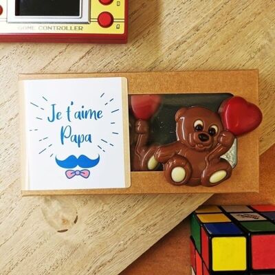 Ourson "Je t'aime Papa" au chocolat au lait x 3