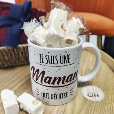 Mug "I am a mother who rocks" filled with nougat x10