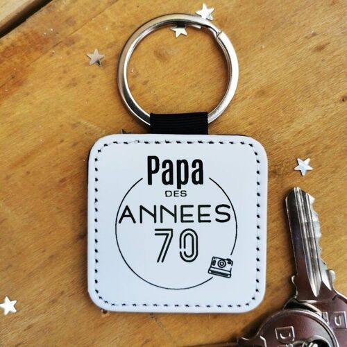 Porte clé "Papa des années 70" - Cadeau Papa