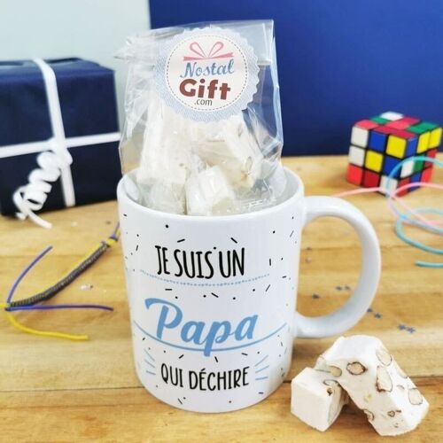 Mug "Je suis un papa qui déchire" rempli de nougats x10