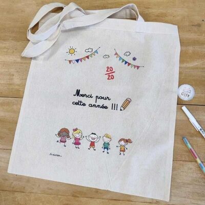 Tote bag "Merci pour cette année" - Cadeau maîtresse