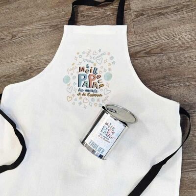 Apron in its tin can - The best Dad in the world and in the universe - Dad gift