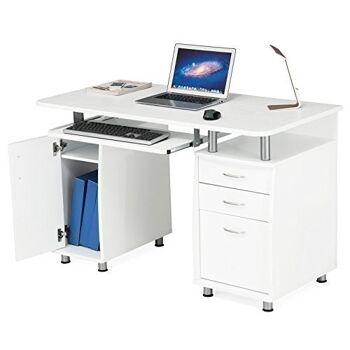Table d'ordinateur avec plateau à clavier et armoire de base 4