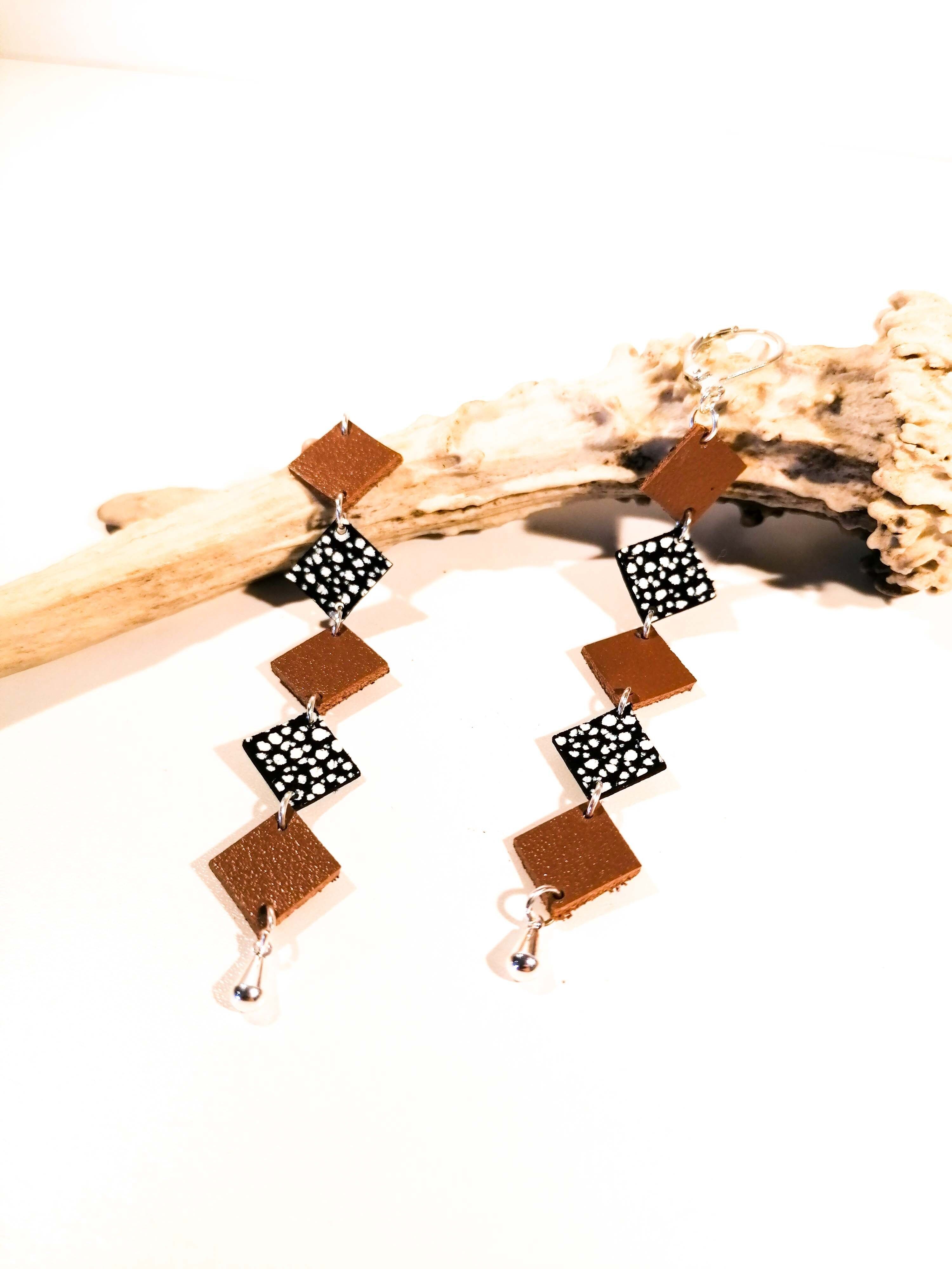 Orecchini MISA - Pelle - Café au lait - Craquelé