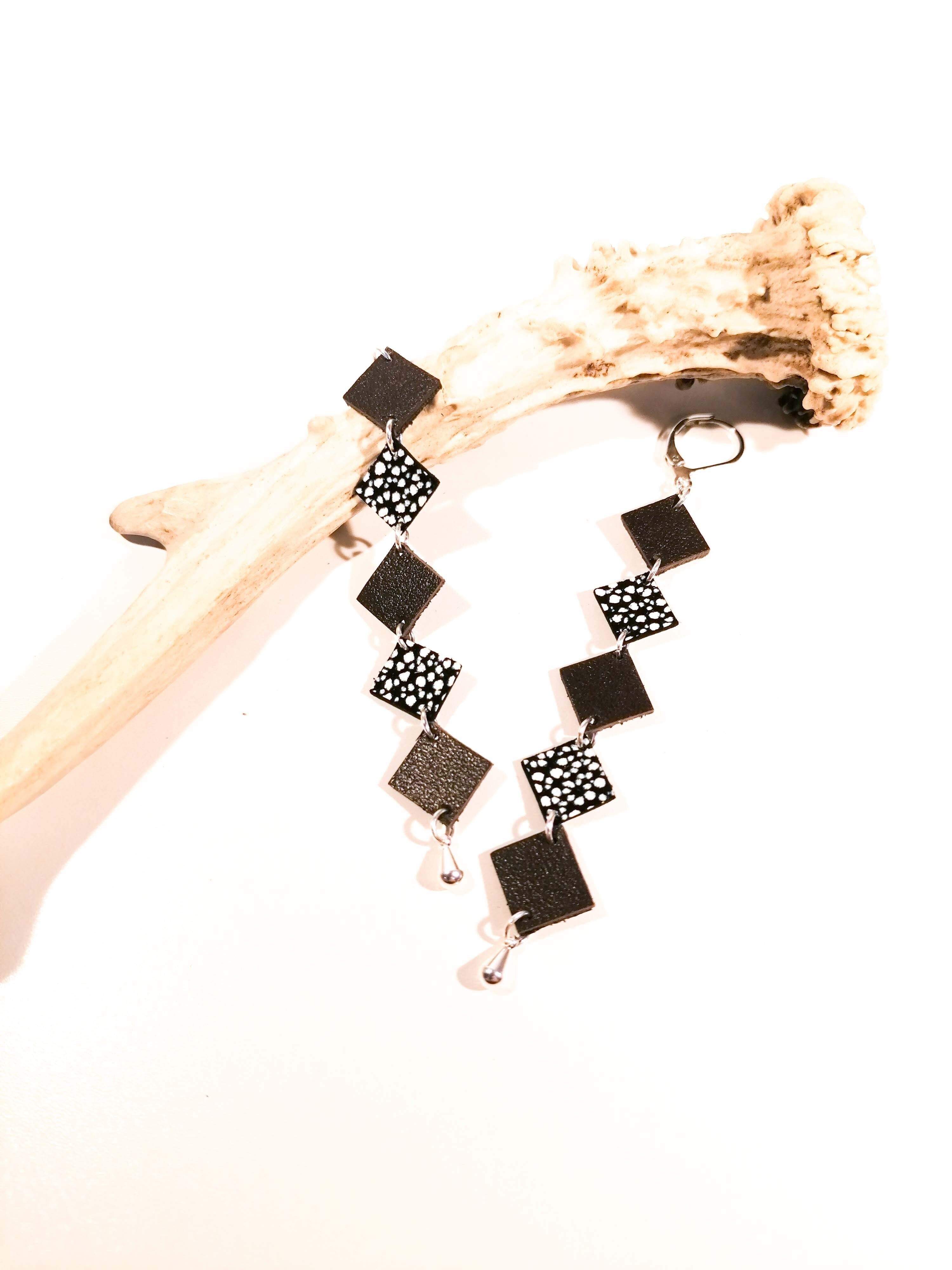 Orecchini MISA - Pelle - Marrone cioccolato - Craquelé