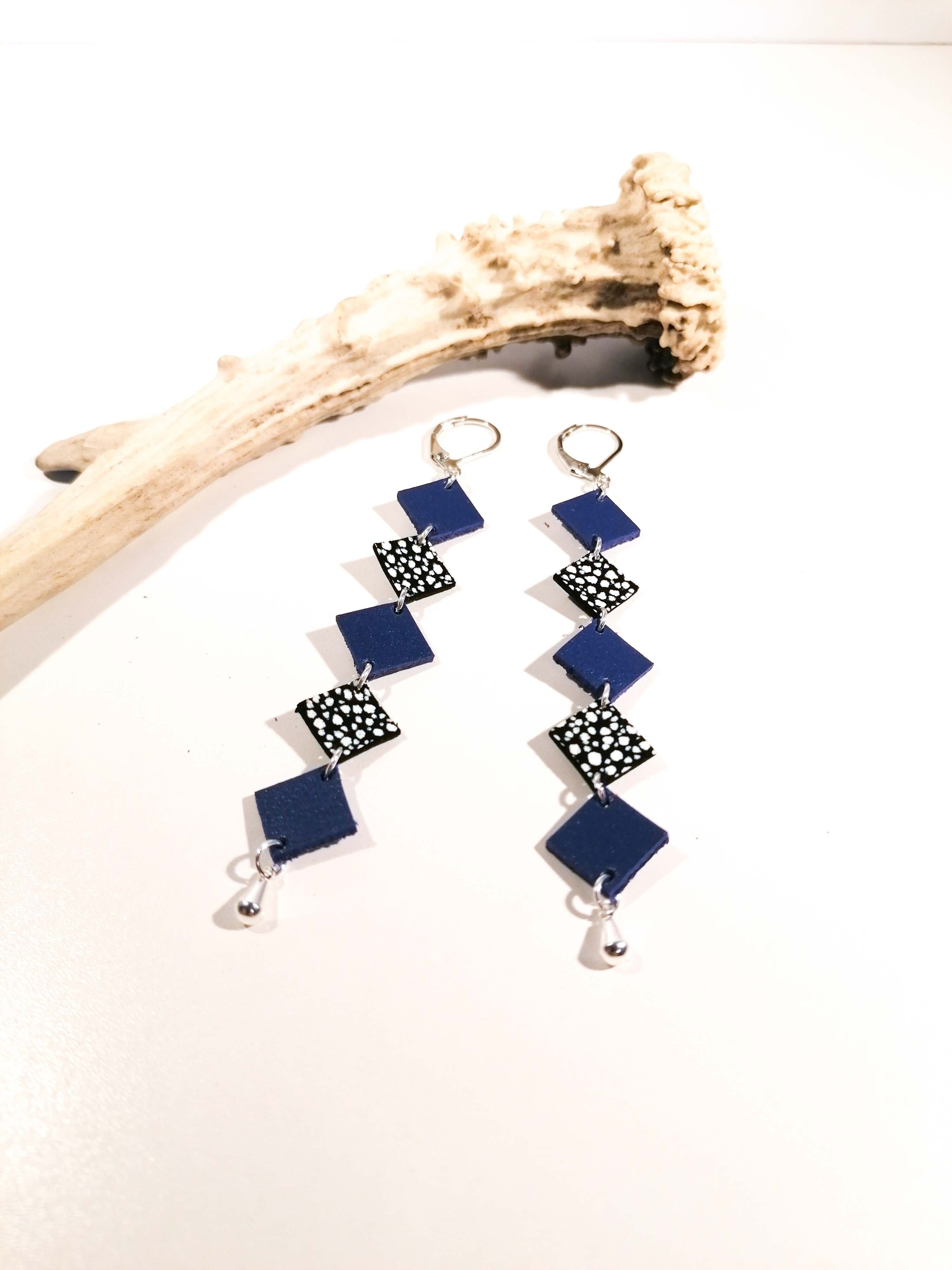 MISA Ohrringe - Leder - Electric Violet - Violett - Rissig