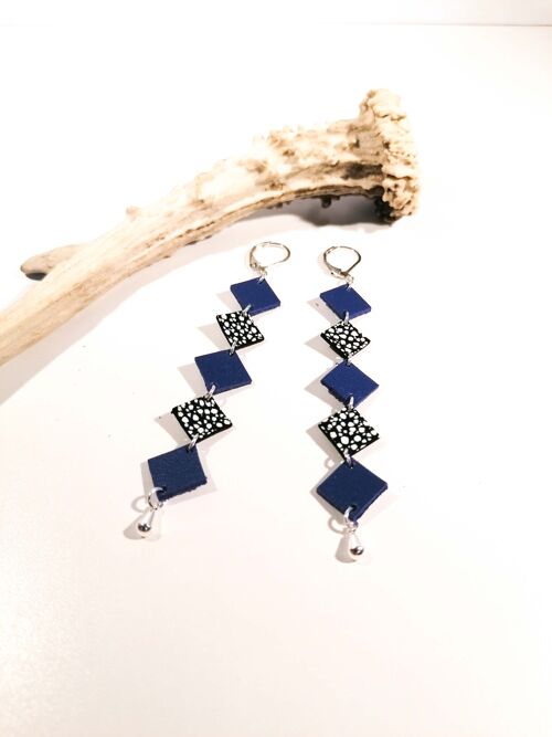 Boucles d'oreilles MISA - Cuir - Violet électrique - Purple - Craquelé