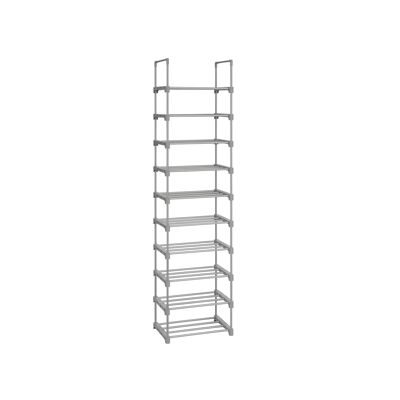 Large shoe rack with 10 levels, gray