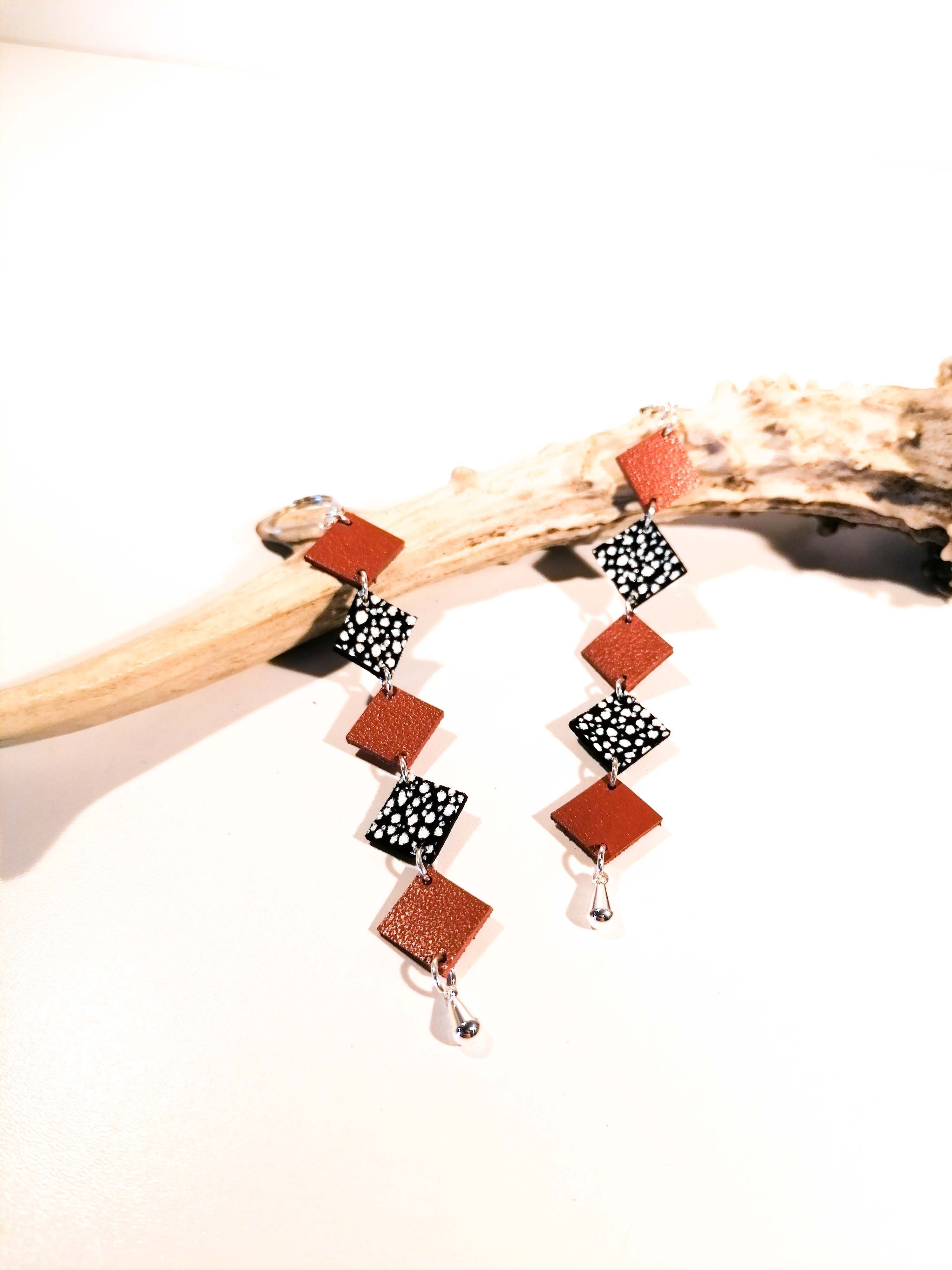 Orecchini MISA - Pelle - Terra cotta - Craquelé