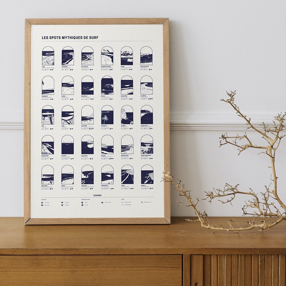 Poster Spot mitici per il surf