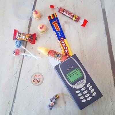 Gift box: 2000s mobile phone box filled with retro sweets