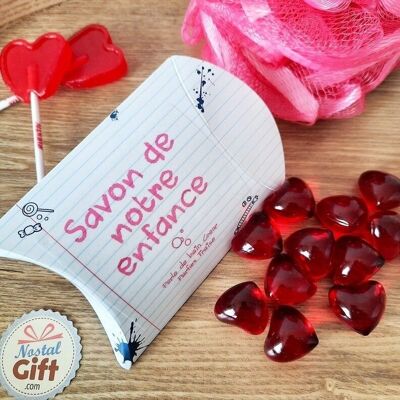 Soap from our childhood - Strawberry-scented heart bath beads x 12