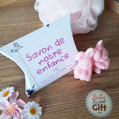 Jabón de nuestra infancia - Jabón de conejo con aroma a rosas x 2