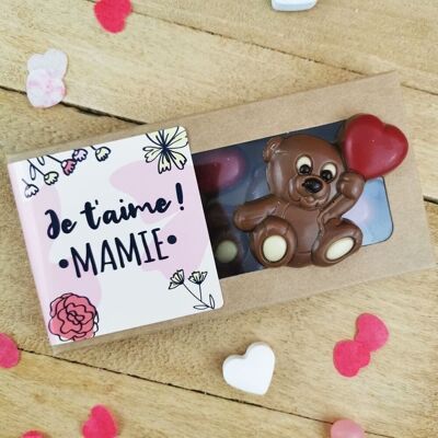 Milchschokolade "Ich liebe dich Oma" Teddybär mit rotem Herz x3