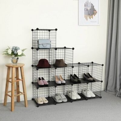 Plug-in shelving system with 12 grid cubes