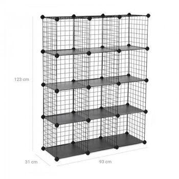 Système d'étagères enfichables avec 12 cubes de grille 4