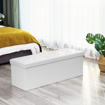 Banc rembourré avec espace de rangement 110 cm blanc 4