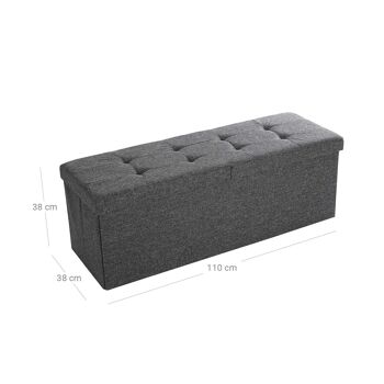 Banc avec couvercle à charnière 110 cm gris foncé 8