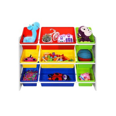 Colorful children's rack with compartments