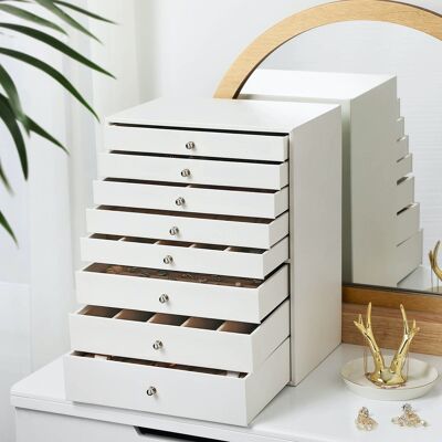 Jewelery box 8 drawers white