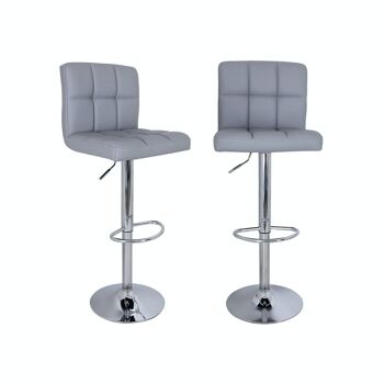 Lot de 2 tabourets de bar simili cuir gris clair 2