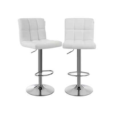 Lot de 2 tabourets de bar simili cuir blanc