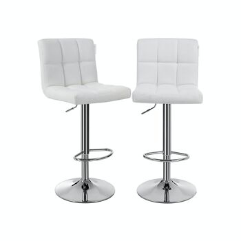 Lot de 2 tabourets de bar simili cuir blanc 2